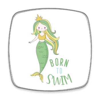 Born to swim - Viereckiger Kühlschrankmagnet - Weiß - Vorne