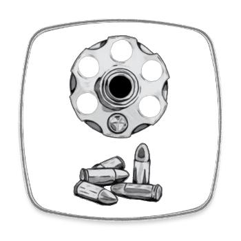 Kugelrevolver Muster - Viereckiger Kühlschrankmagnet - Weiß - Vorne