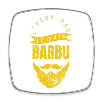 Je peux pas je suis barbu humour - Magnet carré - blanc - Devant