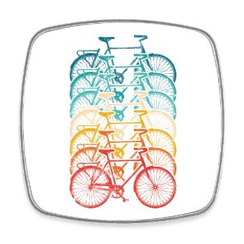 Rainbow Bike Stack Steigung - Viereckiger Kühlschrankmagnet - Weiß - Vorne
