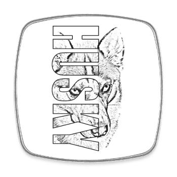 The HUSKY in writing & picture dog head - Square fridge magnet - white - Front