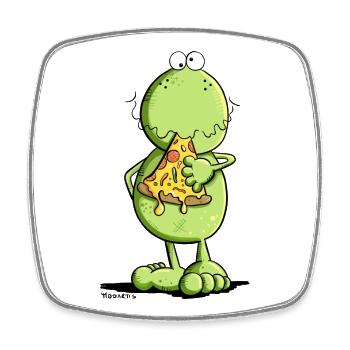La grenouille nourrit Pizza I Pizza Food - Magnet carré - blanc - Devant