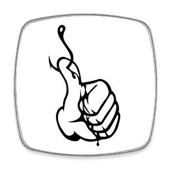 Angler Thumbs up Nokidding Logo - Magnet carré - blanc - Devant