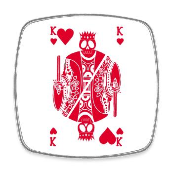 Rotes Skelett des Herzkönigs - Viereckiger Kühlschrankmagnet - Weiß - Vorne