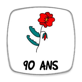 90 ANS. 90e ANNIVERSAIRE. ANNIVERSAIRE 90 ANS - Magnet carré - blanc - Devant