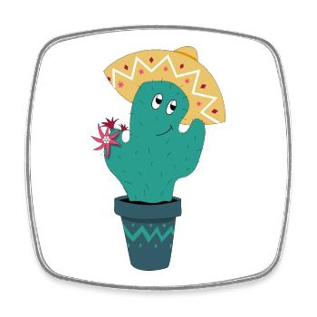 Cactus mexicain - Magnet carré - blanc - Devant