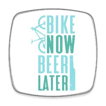 bike now beer later - Mountainbike - Square fridge magnet - white - Front