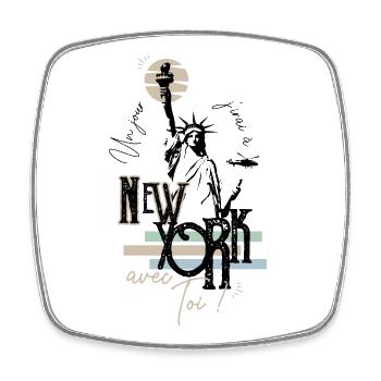 Un jour j'irai à New-York avec toi - Magnet carré - blanc - Devant
