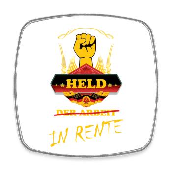 Held der Arbeit in Rente - Rentner Geschenk - Viereckiger Kühlschrankmagnet - Weiß - Vorne
