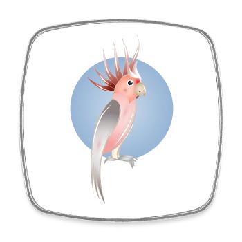 Pink cockatoo bird with delicate blue background - Square fridge magnet - white - Front