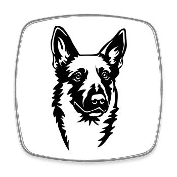 La tête de Malinoi - Magnet carré - blanc - Devant