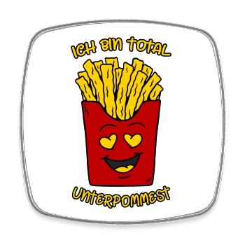 Ich bin total unterpommest Lustige Pommes Frites - Viereckiger Kühlschrankmagnet - Weiß - Vorne