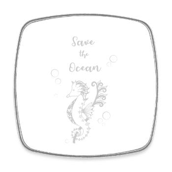 Save the Ocean Seepferdchen - Viereckiger Kühlschrankmagnet - Weiß - Vorne