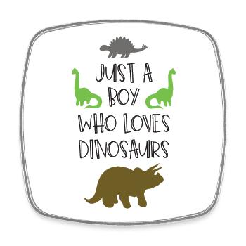 Just A Boy Who Loves Dinosaurs - Square fridge magnet - white - Front