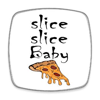 Slice Slice Baby Pizza Slice - Square fridge magnet - white - Front