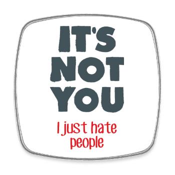 I hate people - Square fridge magnet - white - Front