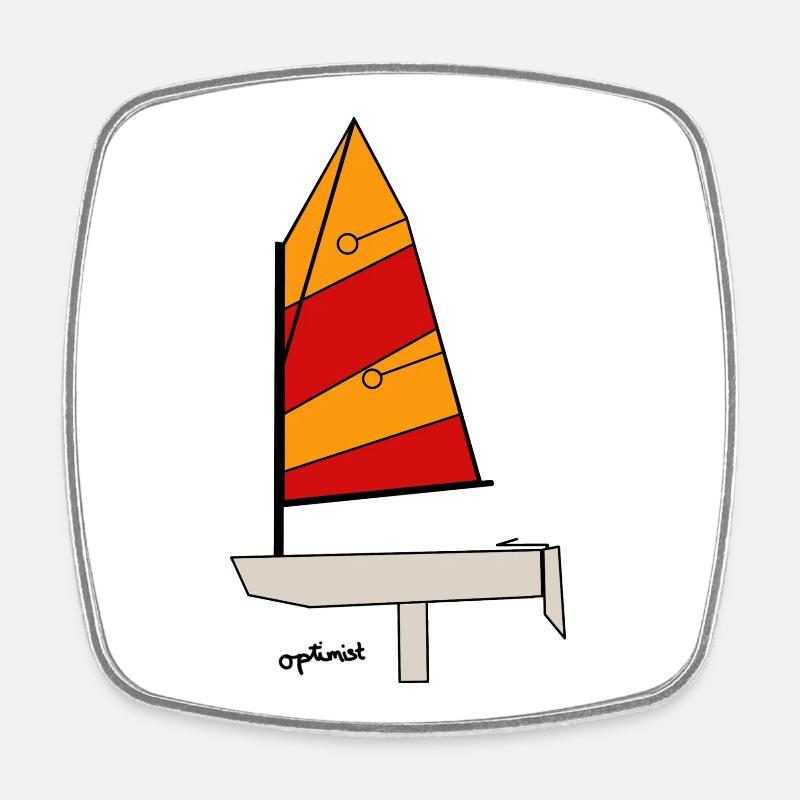 Optimist Sailboat - Square fridge magnet - white