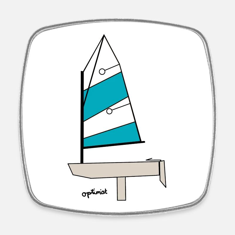 Optimist Segelboot Variante 3 - Viereckiger Kühlschrankmagnet - Weiß