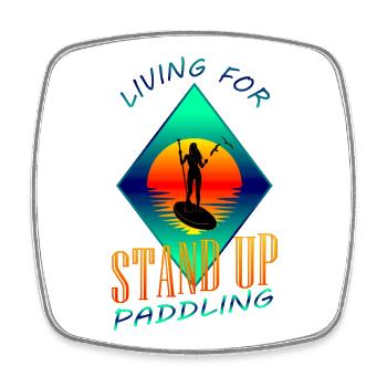 Stand Up Paddling - Viereckiger Kühlschrankmagnet - Weiß - Vorne