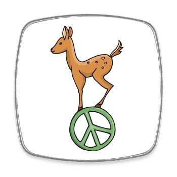 Peace Symbol Rehkitz - Viereckiger Kühlschrankmagnet - Weiß - Vorne