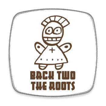 "Back two the Roots" Voodoo Doll - Square fridge magnet - white - Front