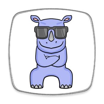 cool rhino - rhino with sunglasses - Square fridge magnet - white - Front