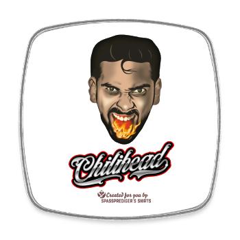 Chili T-Shirt Chilihead - Viereckiger Kühlschrankmagnet - Weiß - Vorne