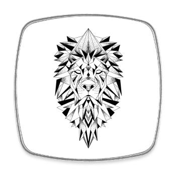 Geometric Lion Head Chart - Square fridge magnet - white - Front