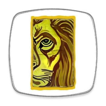Löwen-Porträt im Gelb-Braun Stil Lion Portrait - Viereckiger Kühlschrankmagnet - Weiß - Vorne