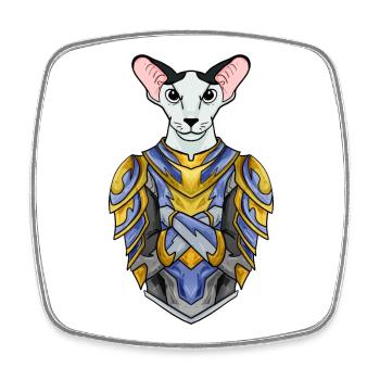 Ritter Katze Katzenrasse Orientalisch Kurzhaar - Viereckiger Kühlschrankmagnet - Weiß - Vorne