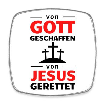 Gott Jesus Stark Rot Typografie - Viereckiger Kühlschrankmagnet - Weiß - Vorne