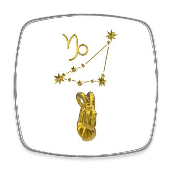 Constellation Capricorn 3D, gold - Square fridge magnet - white - Front