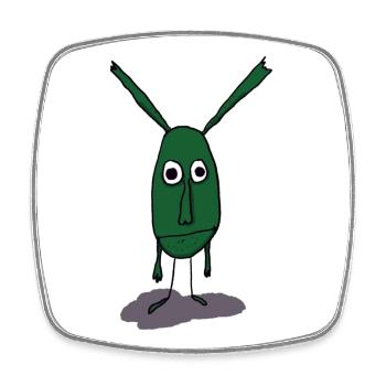 Green Monster Illustration on Print - Square fridge magnet - white - Front
