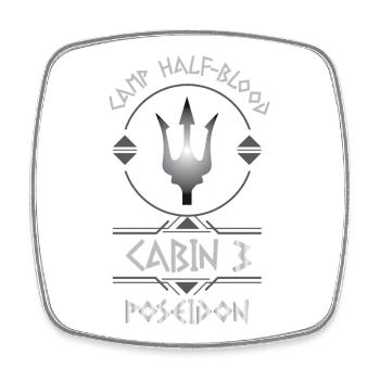 Cabin #3 in Camp Half Blood, Child of Poseidon - Square fridge magnet - white - Front