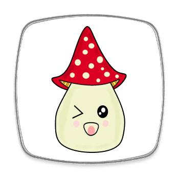 Kawaii Pilz Fliegenpilz cute rot mit Gesicht - Viereckiger Kühlschrankmagnet - Weiß - Vorne