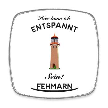 Urlaub und Entspannung auf Fehmarn, Zeichnung - Viereckiger Kühlschrankmagnet - Weiß - Vorne