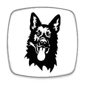 Deutscher Schäferhund Kopf - Viereckiger Kühlschrankmagnet - Weiß - Vorne