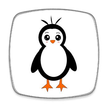 Pinguin Vogel Gesicht Augen cute - Viereckiger Kühlschrankmagnet - Weiß - Vorne