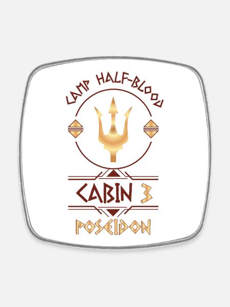 Cabin #3 in Camp Half Blood, Child of Poseidon - Square fridge magnet - white