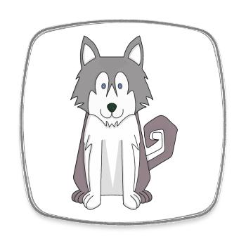 Chien Dessin animé Husky sibérien étonnant - Magnet carré - blanc - Devant