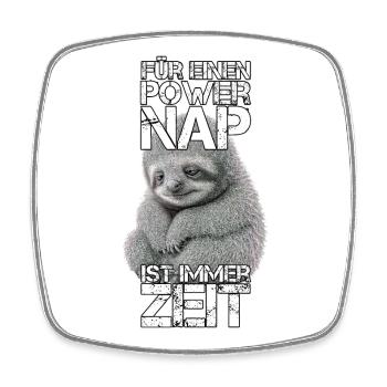 Faultier Power Nap Geschenk - Viereckiger Kühlschrankmagnet - Weiß - Vorne