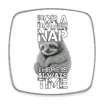 Faultier Power Nap Geschenk - Viereckiger Kühlschrankmagnet - Weiß - Vorne
