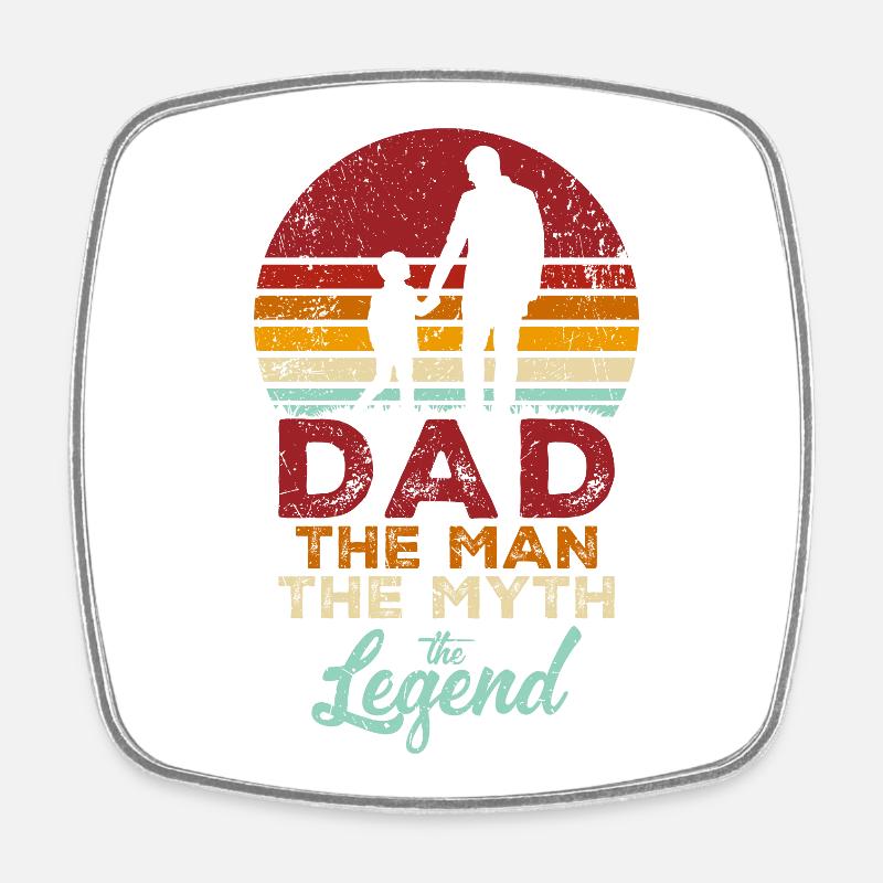 Dad the Myth the Legend Retro Sunset - Square fridge magnet - white