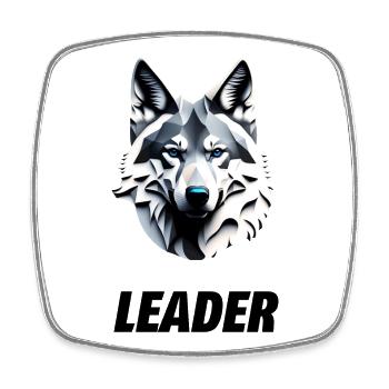 Wolfskopf mit Leader Schriftzug - Viereckiger Kühlschrankmagnet - Weiß - Vorne