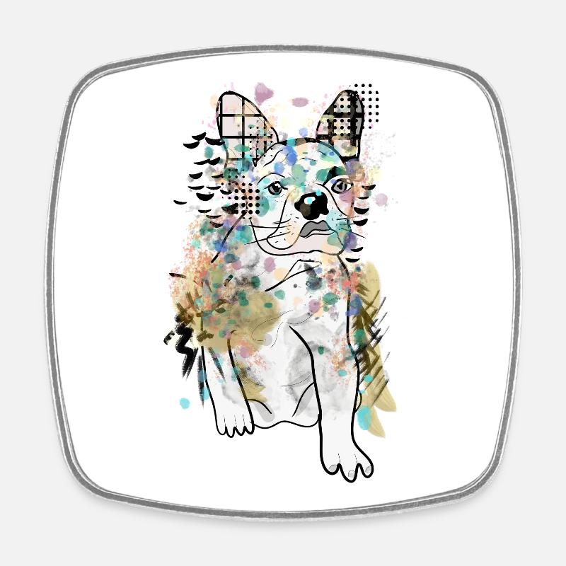 DESSIN DE BOULEDOGUE MIGNON - Magnet carré - blanc
