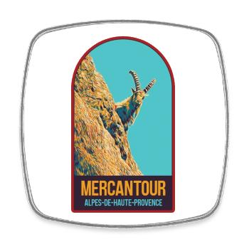 Illustration bouquetin dans le Mercantour - Magnet carré - blanc - Devant