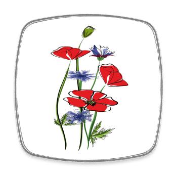 Mohnblumen und Kornblumen im Sommer - Viereckiger Kühlschrankmagnet - Weiß - Vorne