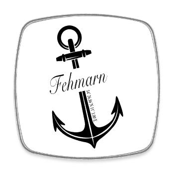 Fehmarn - Viereckiger Kühlschrankmagnet - Weiß - Vorne