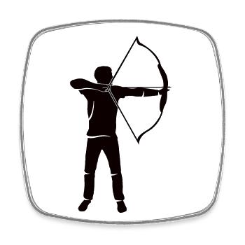 Bogenschießen Bogensport Silhouette Bogenschütze - Viereckiger Kühlschrankmagnet - Weiß - Vorne