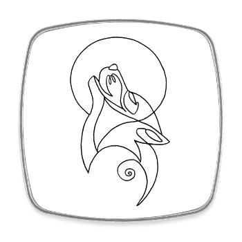Sketch of the black wolf - Square fridge magnet - white - Front